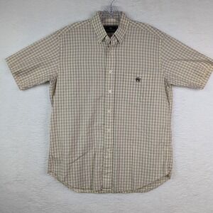VTG Kent & Curwen Plaid Short Sleeve Button Down Shirt Men's Medium Yellow